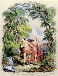 Orpheus führt Eurydike aus der Hölle, Illustration für die Oper 